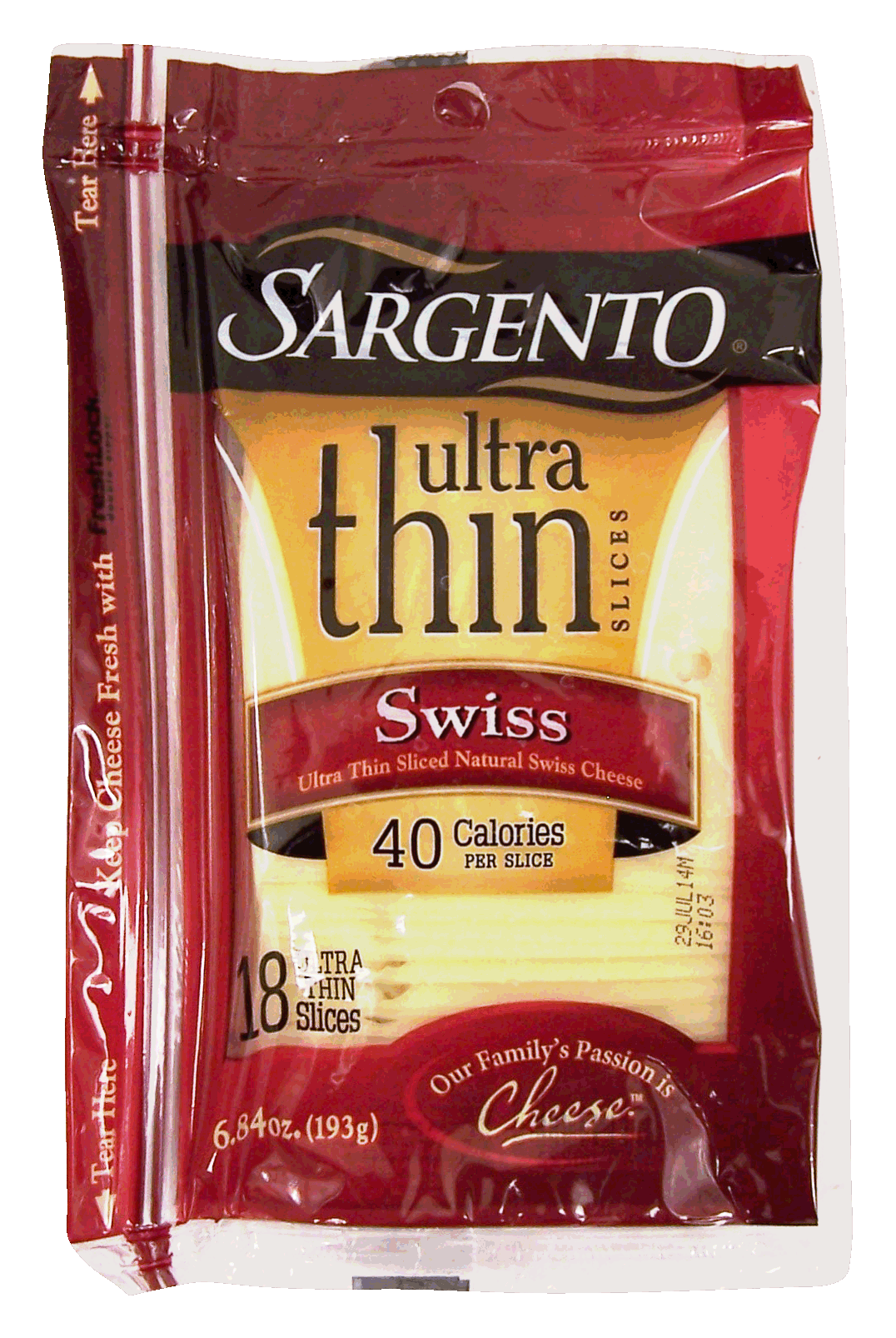 Sargento(R) Ultra Thin sliced natural swiss cheese, 40 calories per slice, 18 slice Full-Size Picture